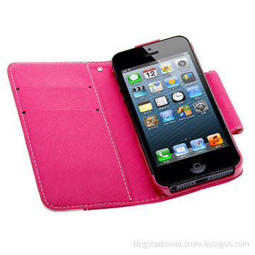 PU Leather Case for iPhone 5G 5, PC and PU Materials